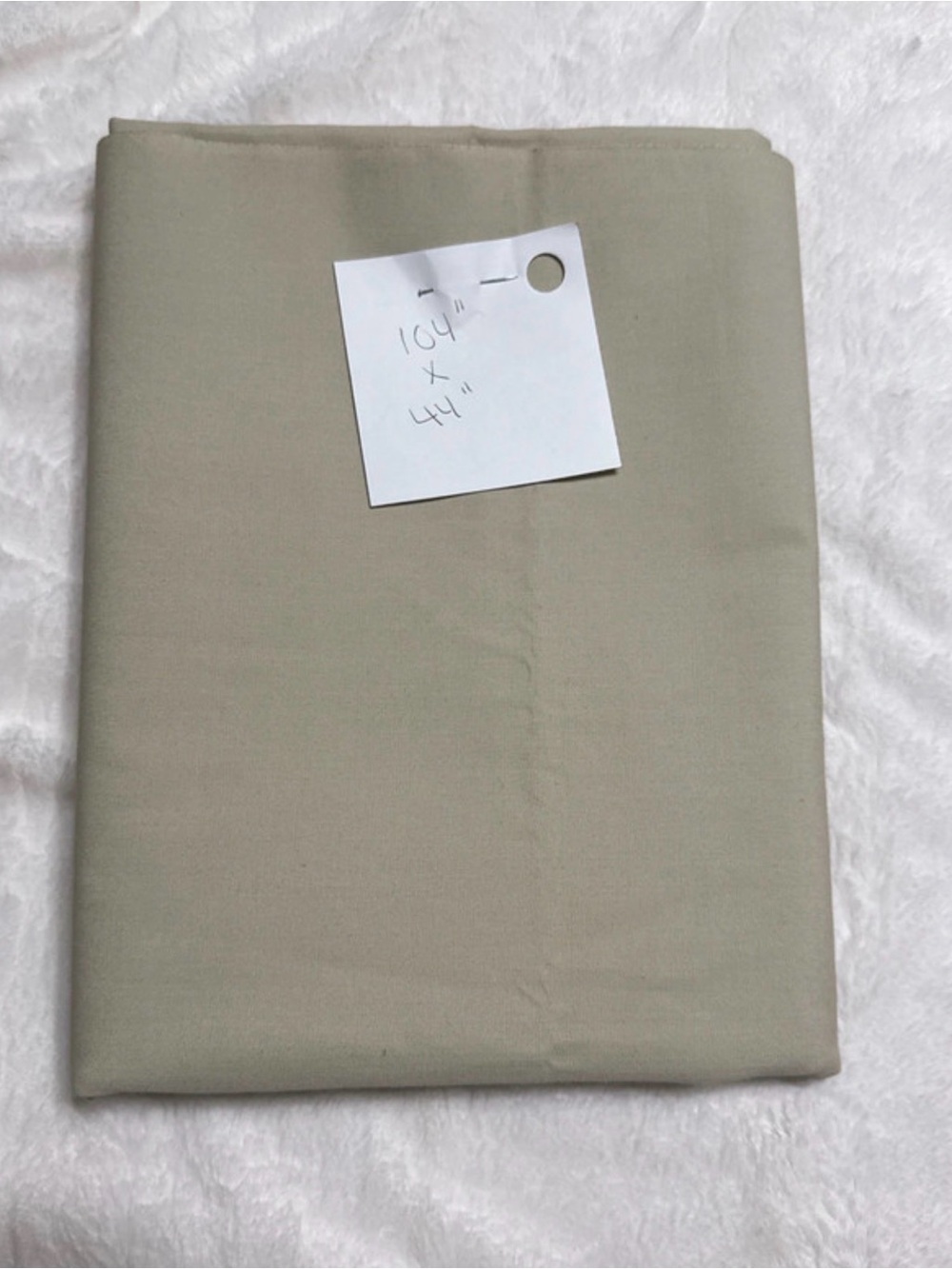 Fabric- Beige/Tan cotton or cotton/poly. 104” by 44”